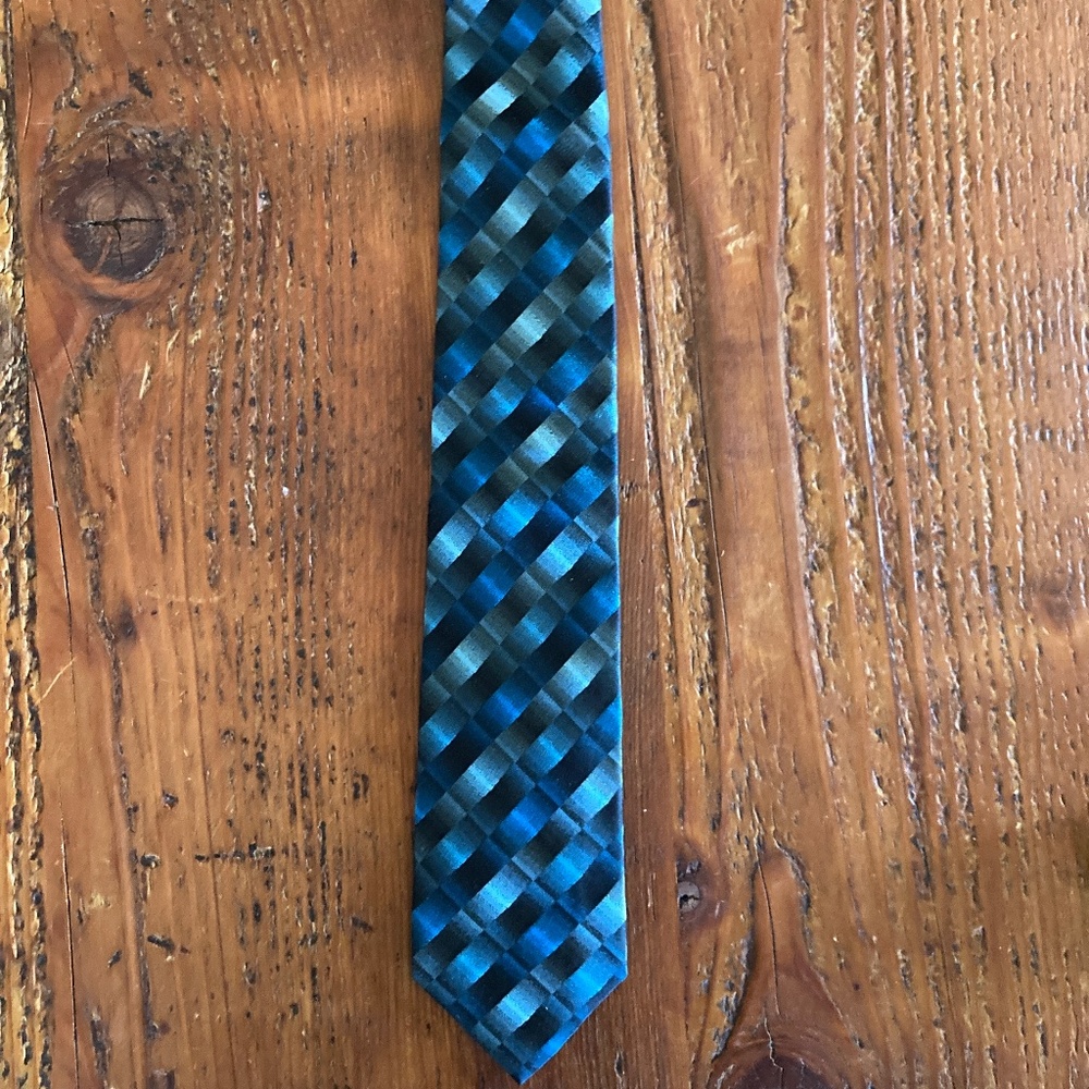 NWOT Hardy Amies London Men's Necktie Teal Blue 100% Silk Made in Germany